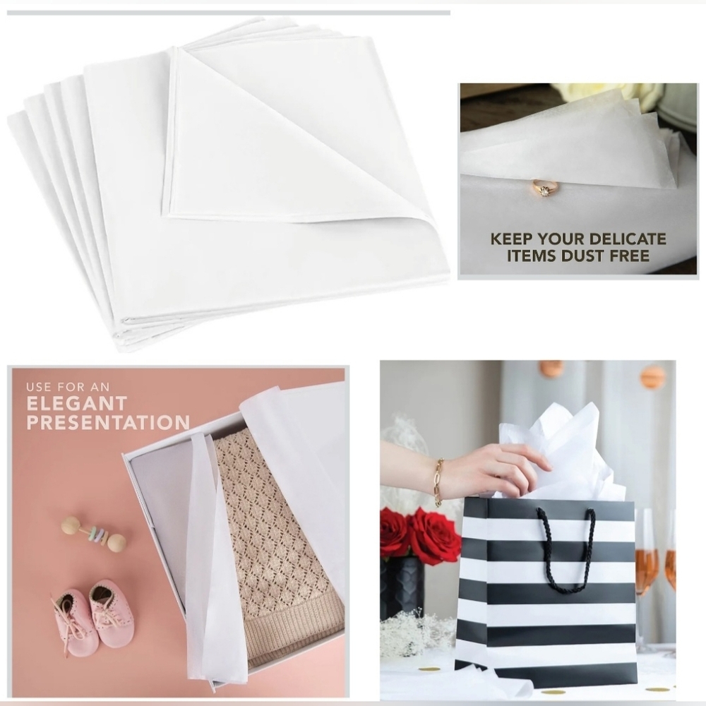 NEW 100 Sheets 20×20 White Tissue Paper Acid Free Premium Gift Wrapping Packing